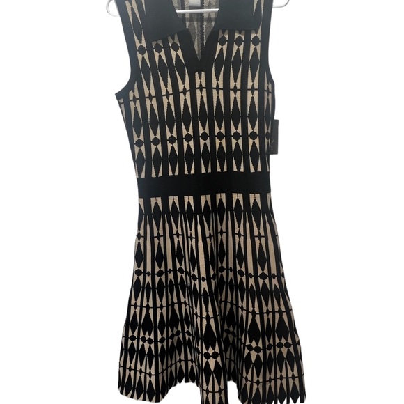 LARK & GREY, MEDIUM, BLACK/BEIGE PRINT, SLEEVELESS, DRESS. New - Picture 7 of 10